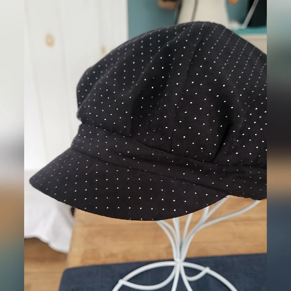 Y2K Faux Suede Rhinestone Embellished Newsboy Hat Cap